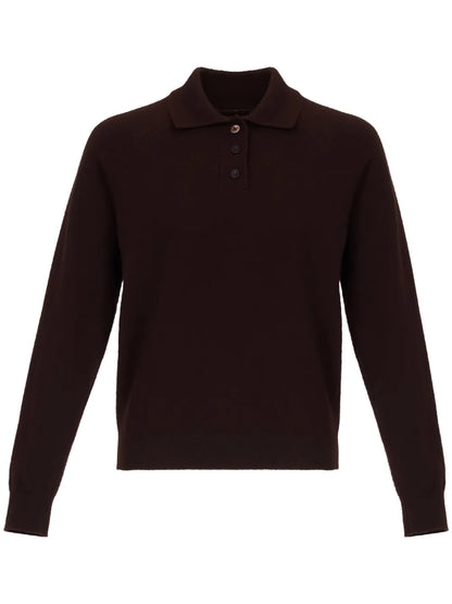 Polo Collar Ribbed Knit Top