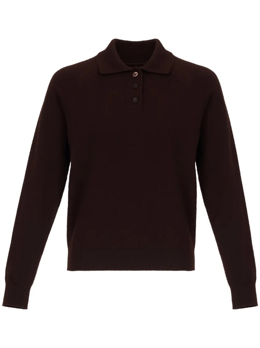 Polo Collar Ribbed Knit Top