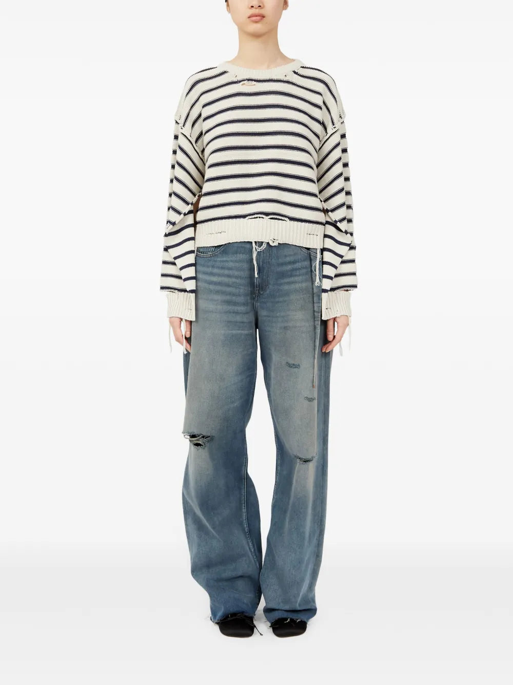 Crew-Neck Striped Cotton Jumper