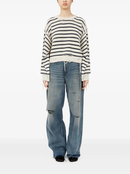 Crew-Neck Striped Cotton Jumper