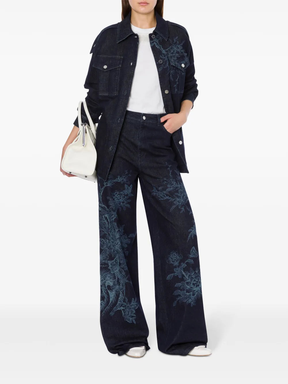 Floral-Print Denim Jacket