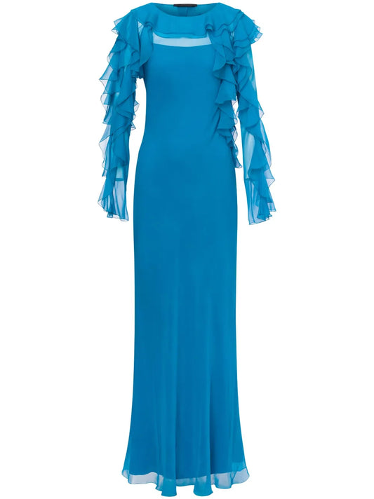 Ruffled-Sleeve Gown