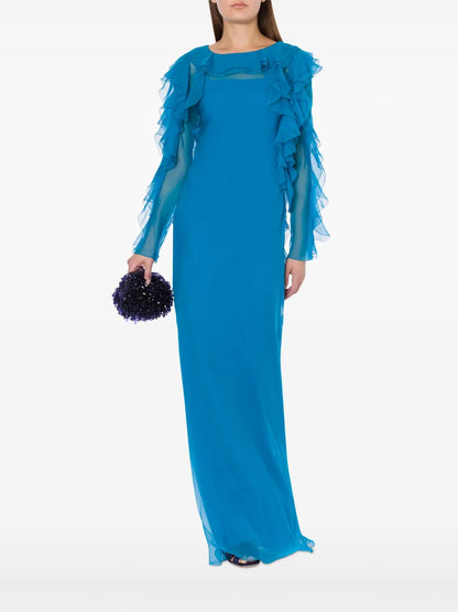 Ruffled-Sleeve Gown