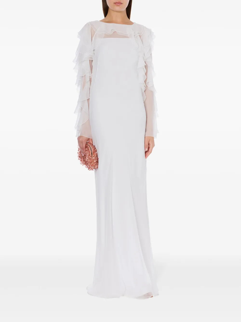 Ruffled-Detail Silk Maxi Dress