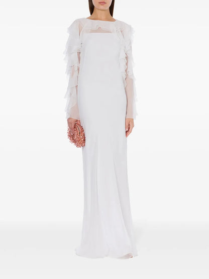 Ruffled-Detail Silk Maxi Dress