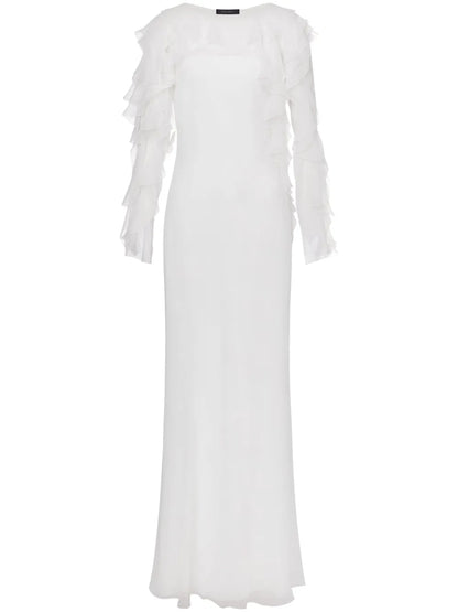 Ruffled-Detail Silk Maxi Dress