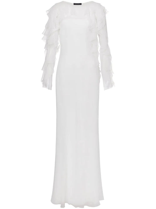 Ruffled-Detail Silk Maxi Dress