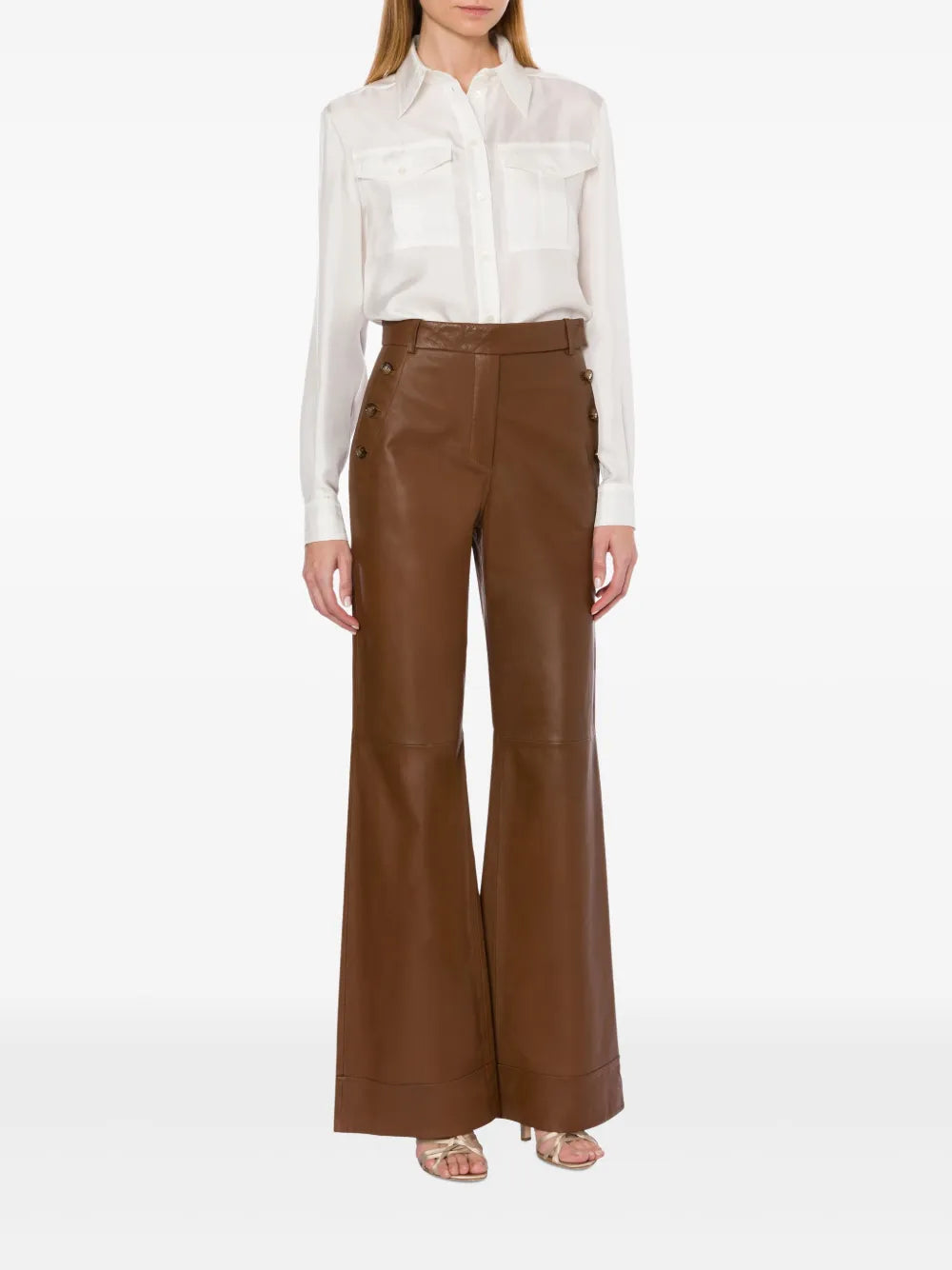 Stud Pocket Flared Trousers
