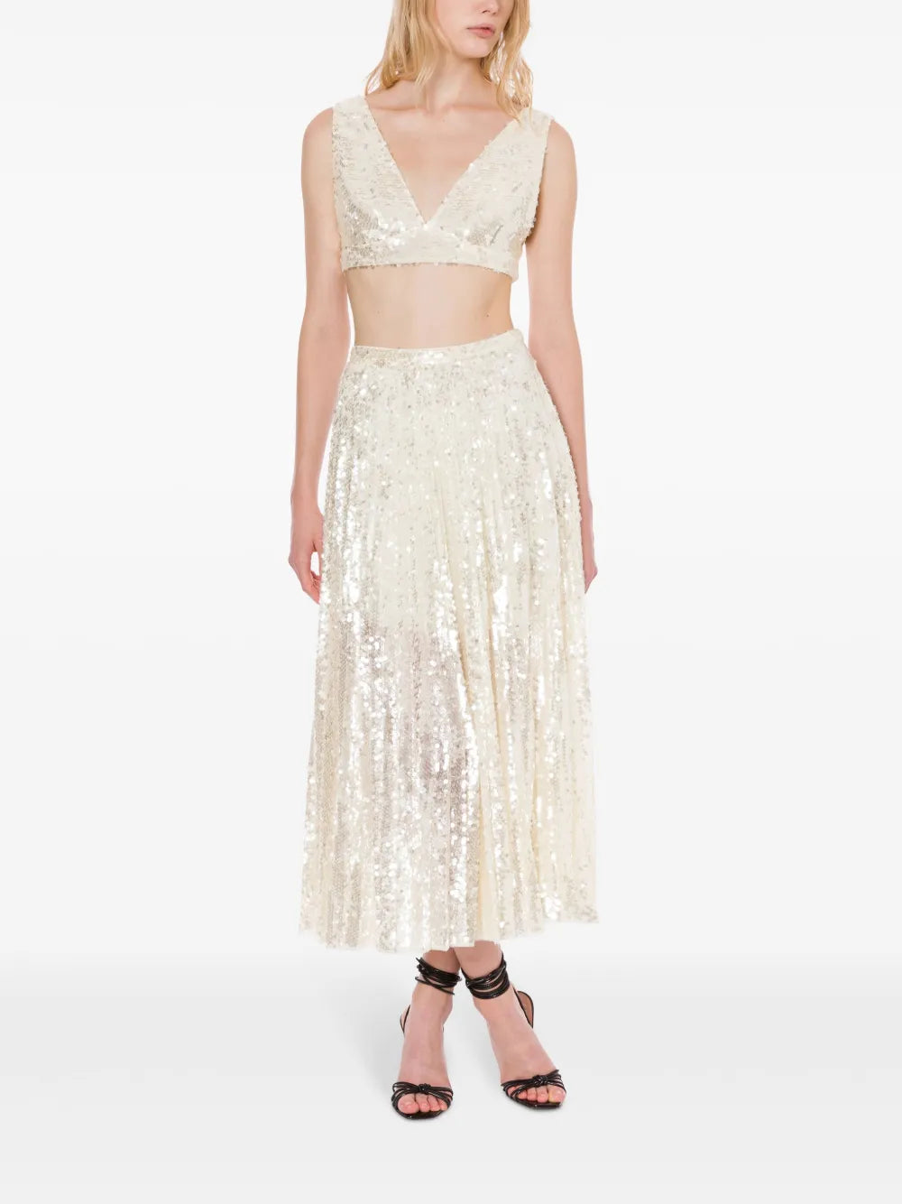 Sequin-Embellished Midi Skirt