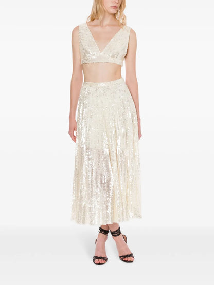 Sequin-Embellished Midi Skirt