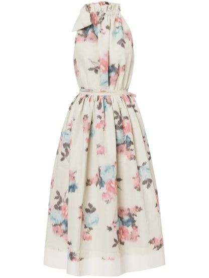 Floral-Print Halterneck Dress