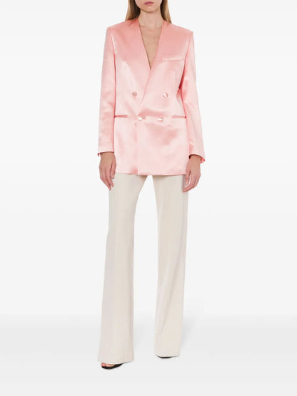 Lapeless Double-Breasted Blazer