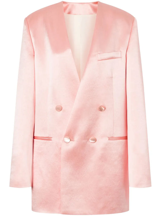 Lapeless Double-Breasted Blazer