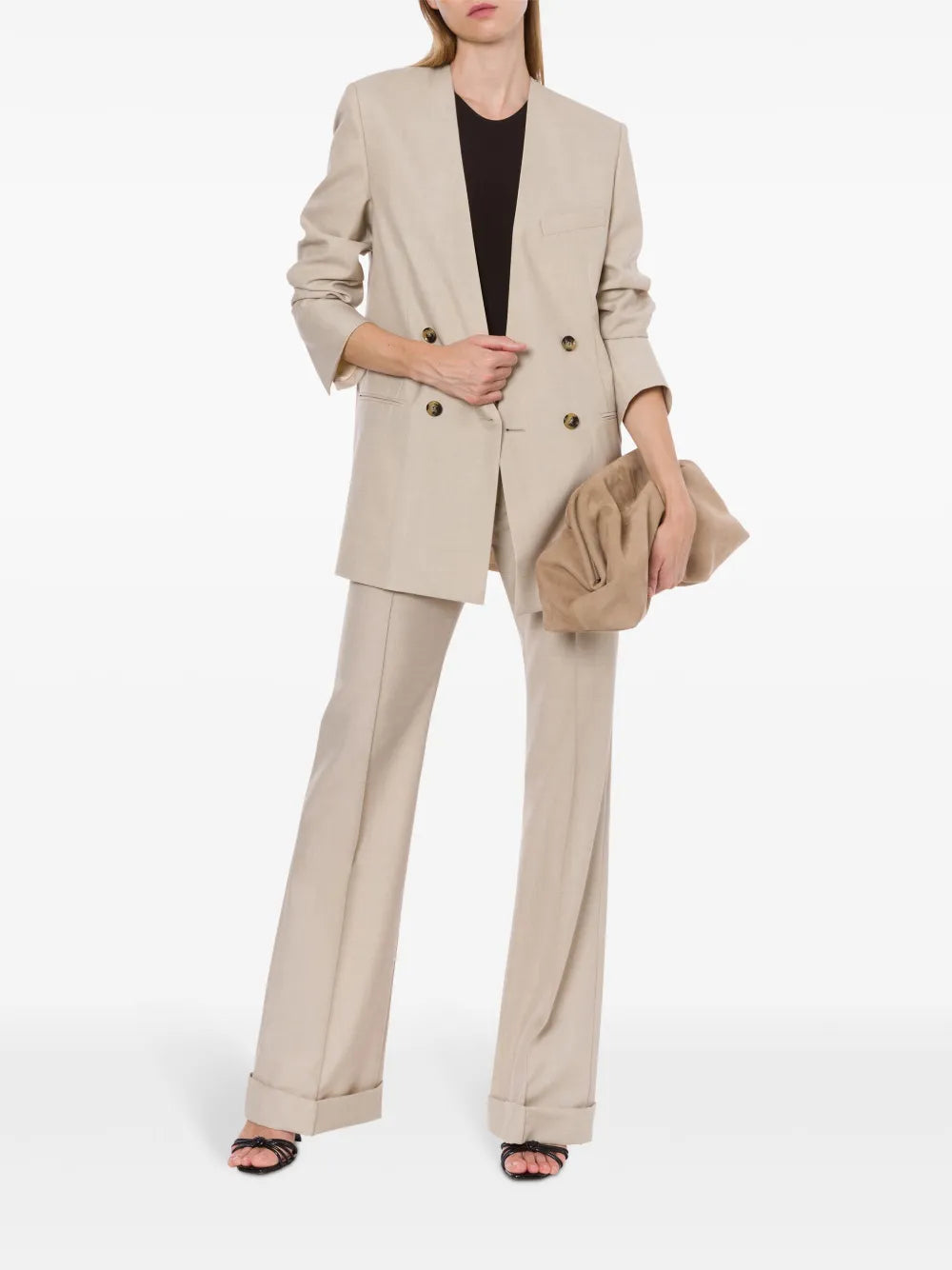 Lapeless Double-Breasted Blazer