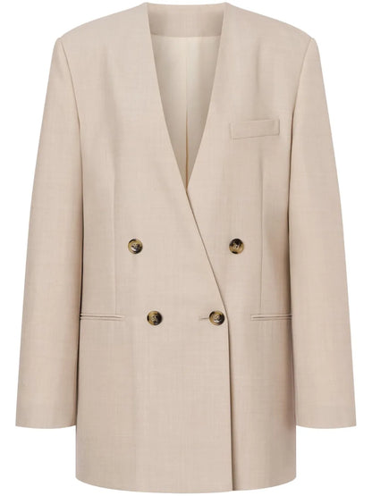 Lapeless Double-Breasted Blazer