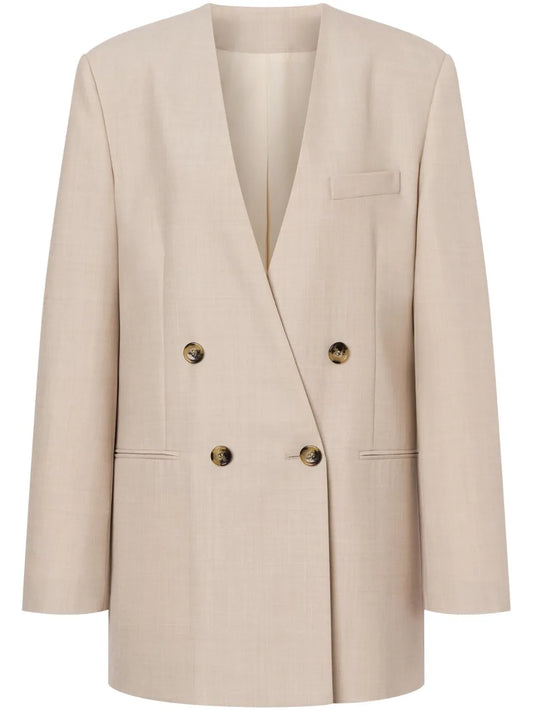 Lapeless Double-Breasted Blazer