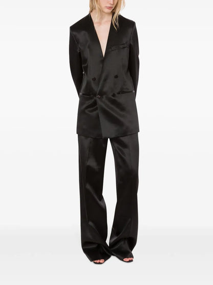 Lapeless Double-Breasted Blazer