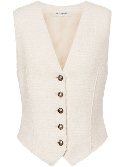 V-Neck Raw-Cut Waistcoat