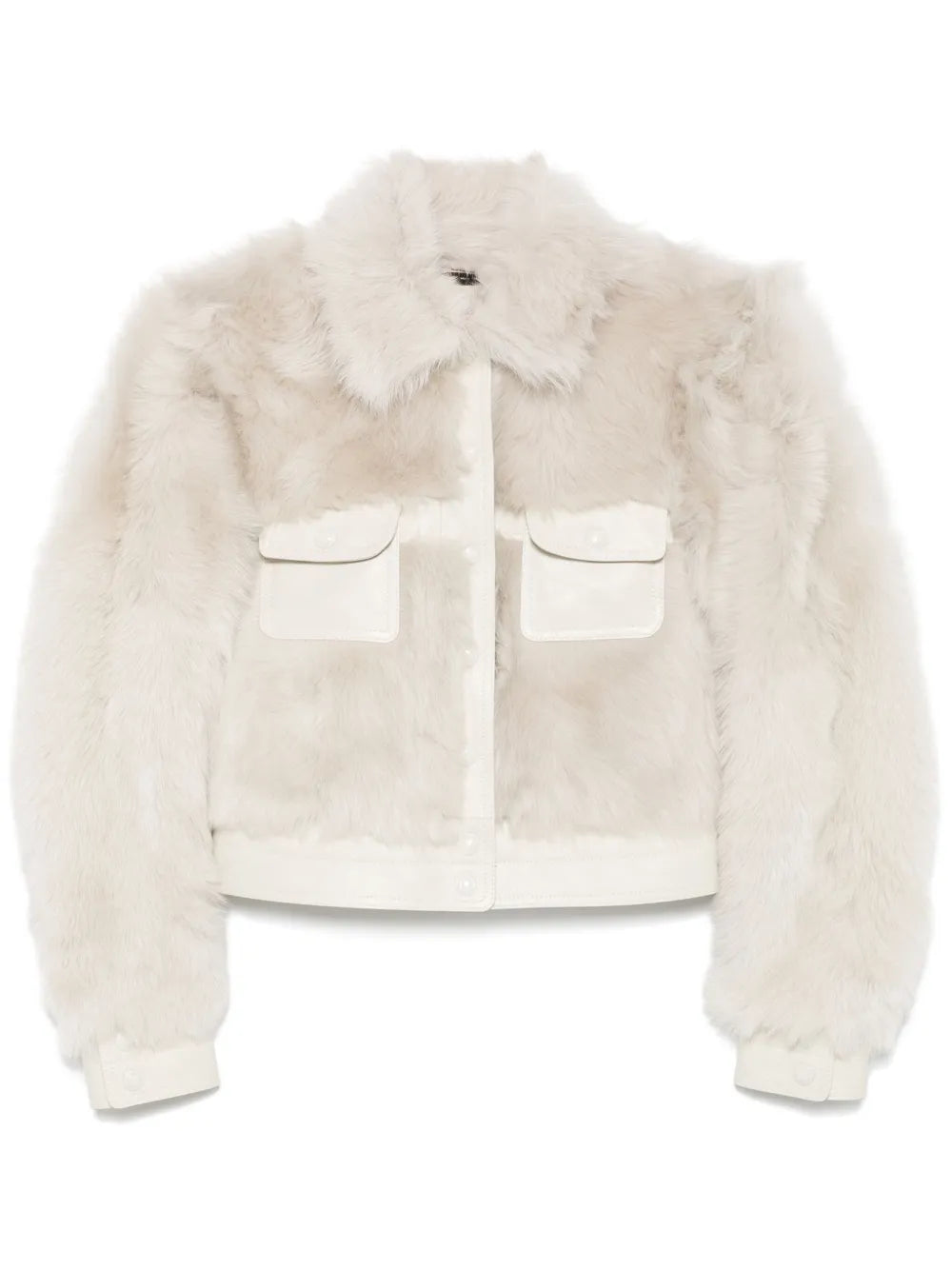 Leather-Trim Shearling Jacket