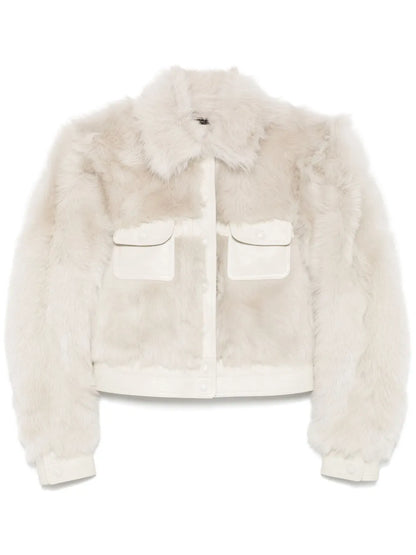 Leather-Trim Shearling Jacket
