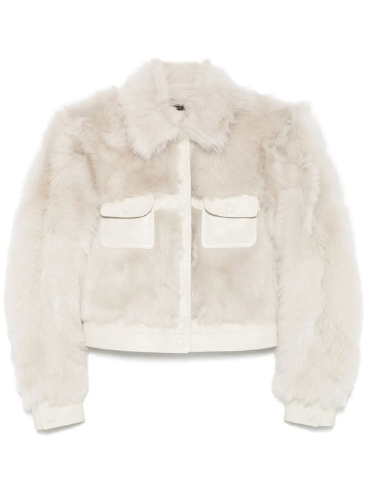 Leather-Trim Shearling Jacket