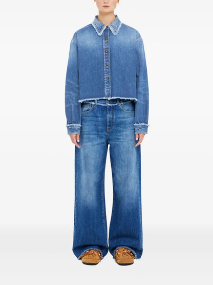Fringed Cotton-Denim Shirt
