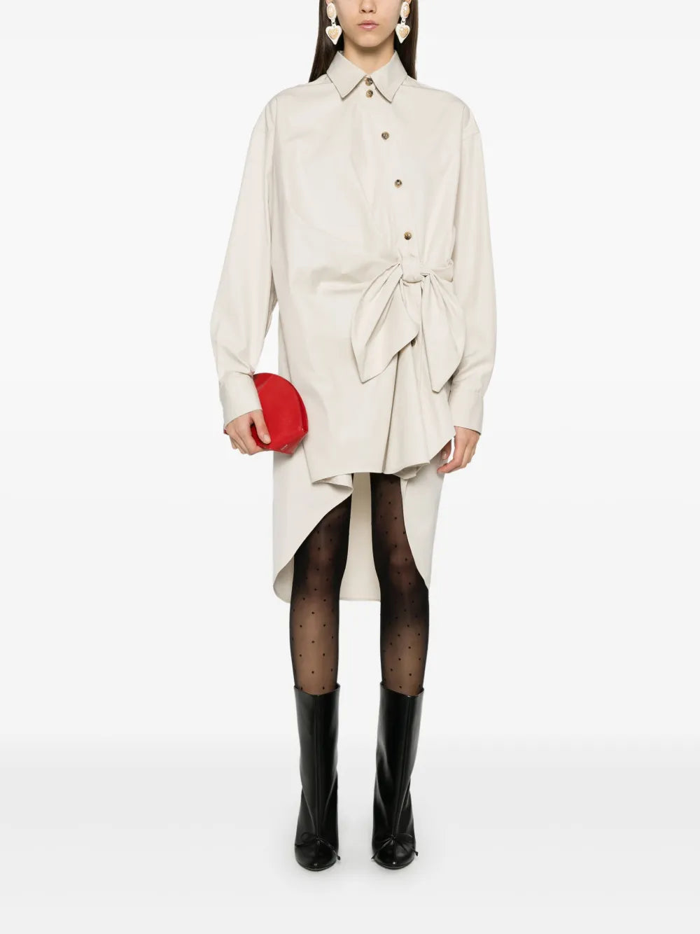 Knotted Mini Shirt Dress