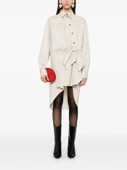 Knotted Mini Shirt Dress