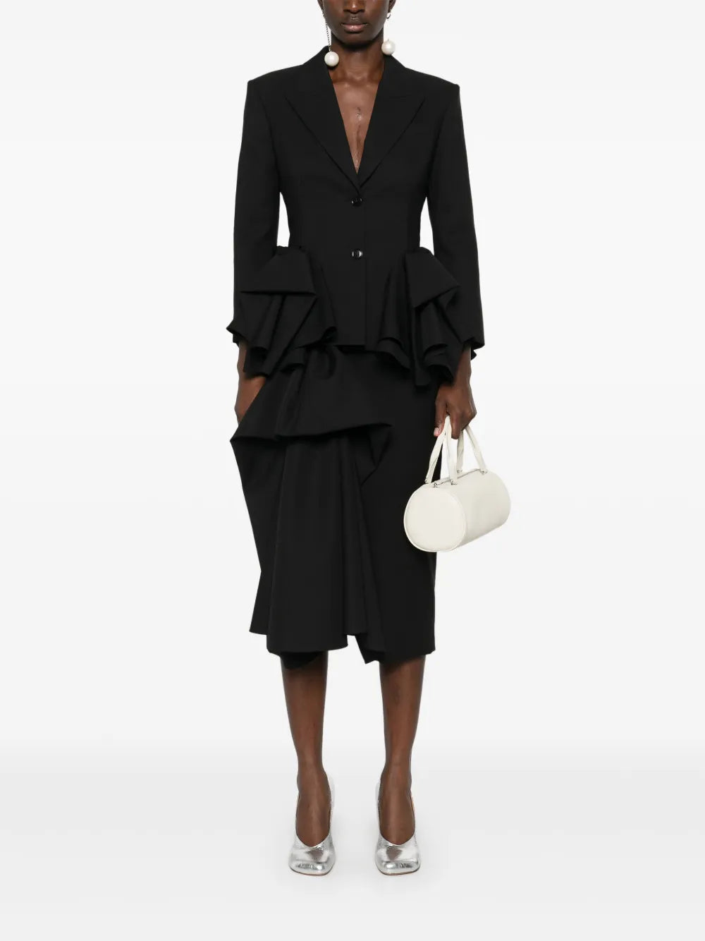 Ruffle-Detail Midi Skirt