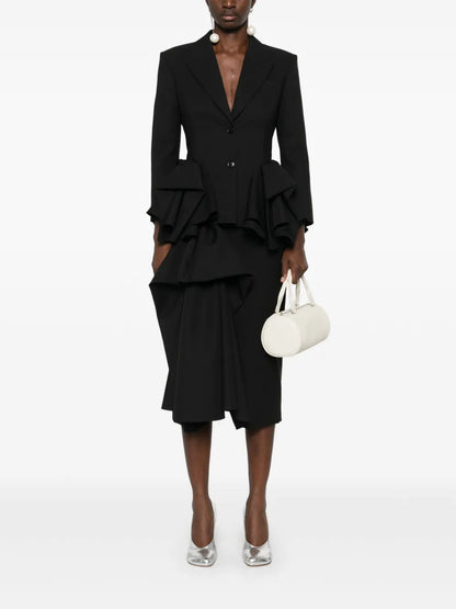Ruffle-Detail Midi Skirt