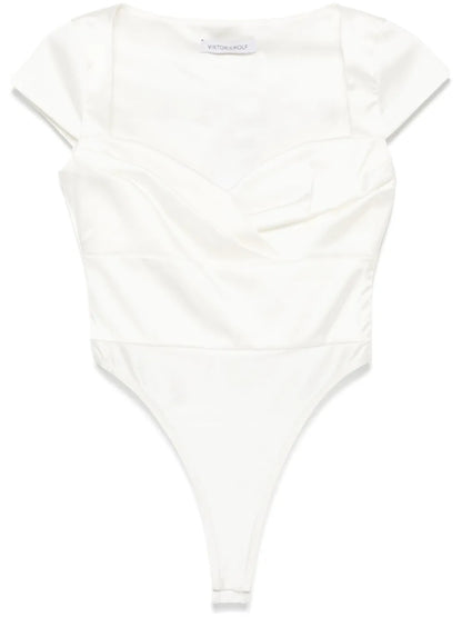 Sweetheart Pleat-Detailing Bodysuit