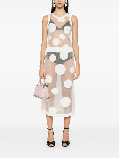 Polka-Dot Midi Skirt