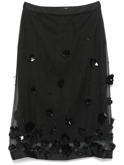 Bead-Embellished Midi Skirt