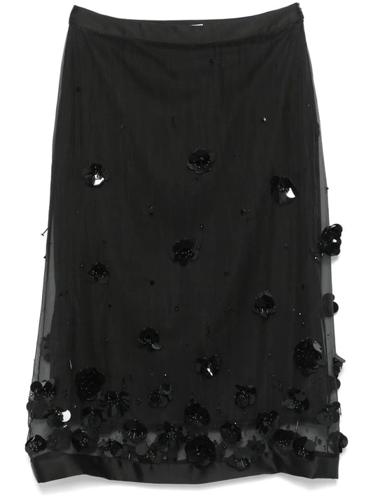 Bead-Embellished Midi Skirt