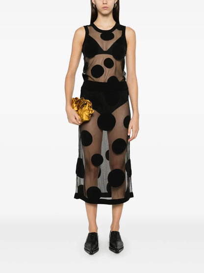 Polka-Dot Midi Skirt