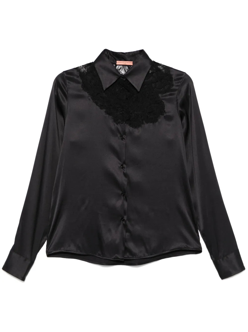 Lace-Trim Satin Shirt