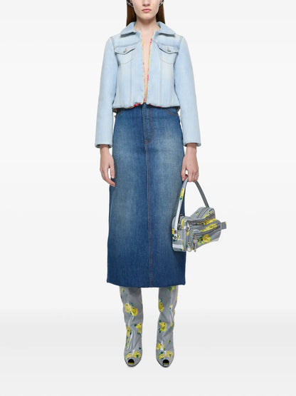 Floral-Lining Denim Jacket