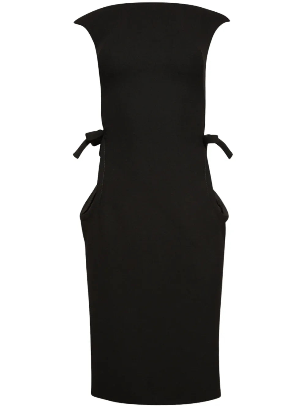 Boat-Neck Wool Midi Dress
