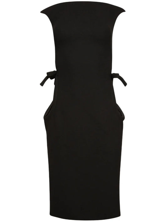 Boat-Neck Wool Midi Dress