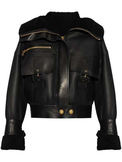 Shearling-Lining Leather Jacket