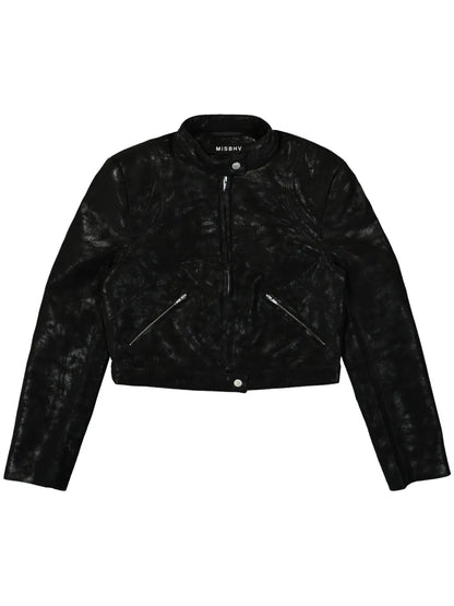 Cropped Faux-Leather Jacket