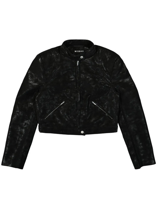 Cropped Faux-Leather Jacket