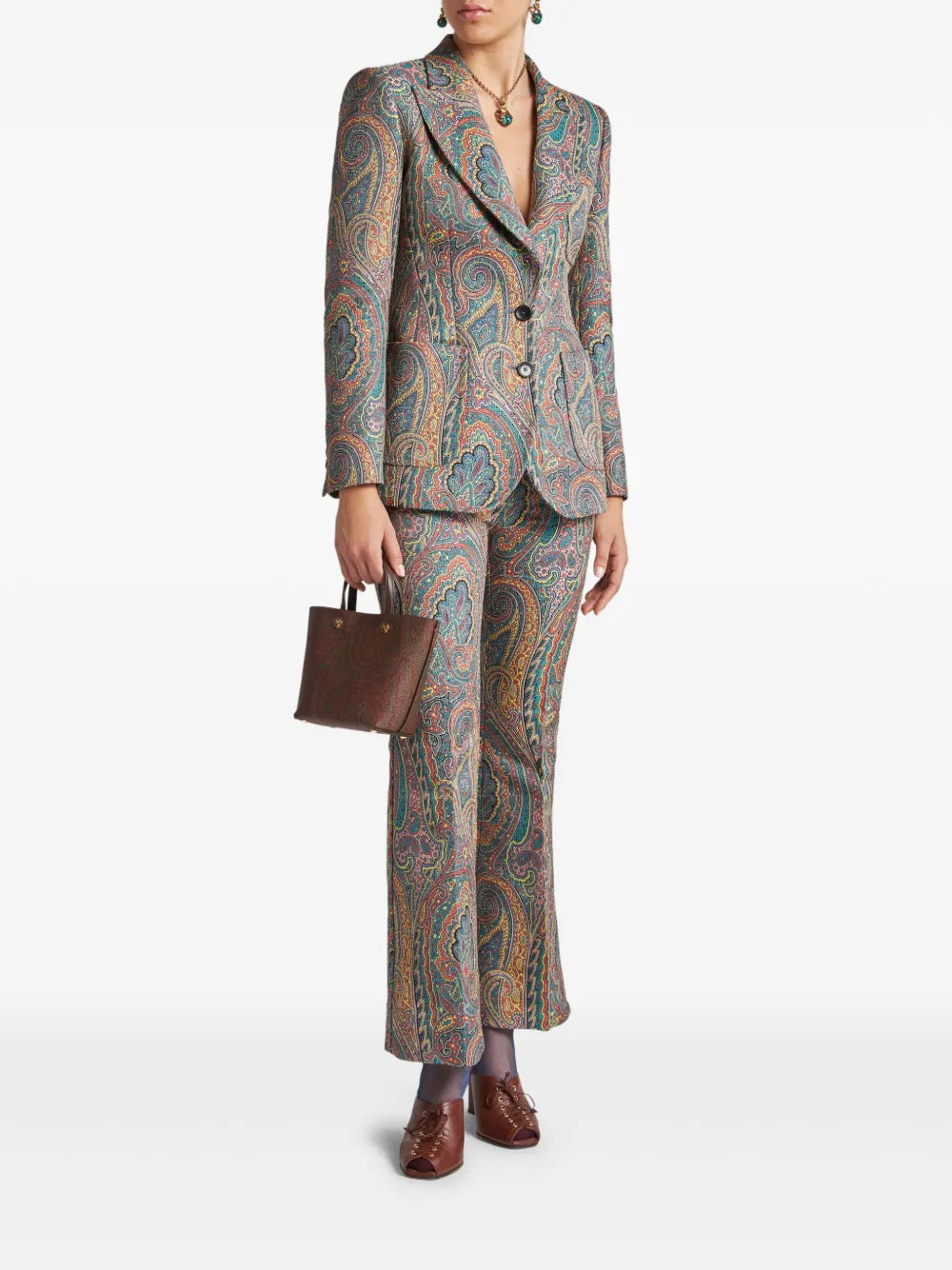 Paisley-Print Tailored Trousers