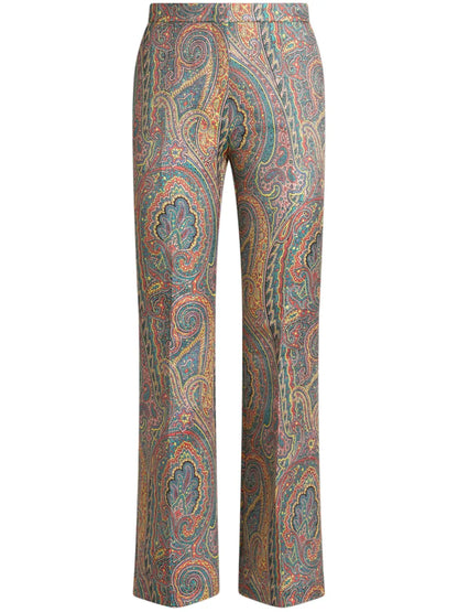 Paisley-Print Tailored Trousers