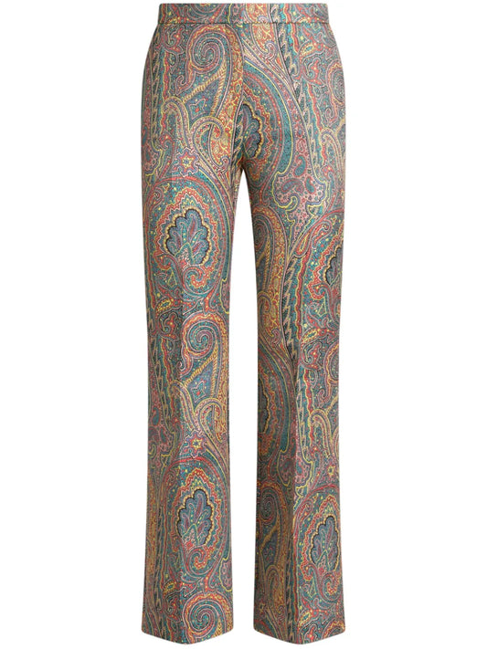 Paisley-Print Tailored Trousers