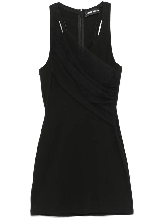 Gathered-Tulle Tank Mini Dress