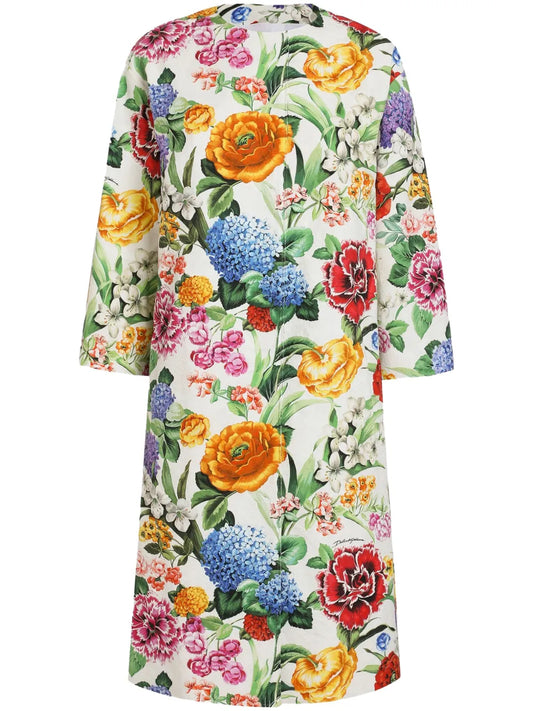 Floral-Print Coat