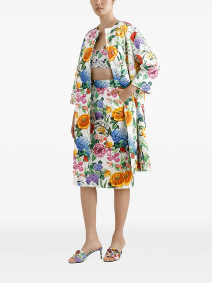 Floral-Print Coat