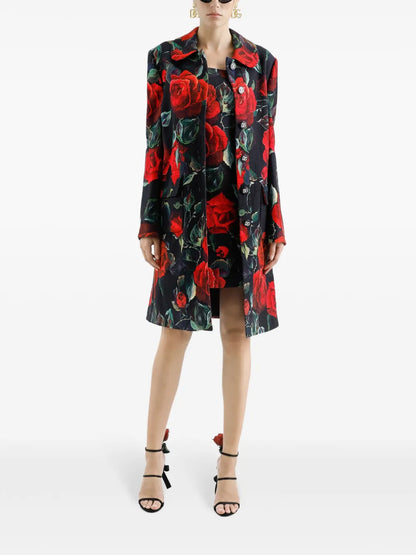 Floral-Print Coat