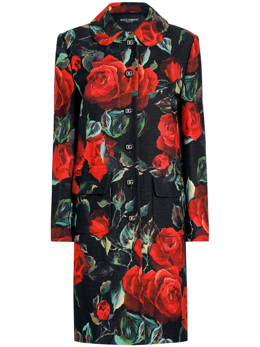 Floral-Print Coat